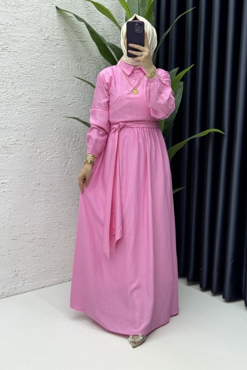 Öykü Elbise Tesettür Giyim Pembe
