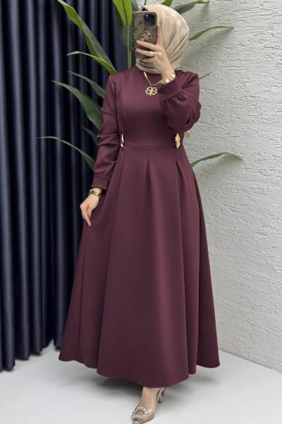 Piraye Elbise Tesettür Giyim  Bordo