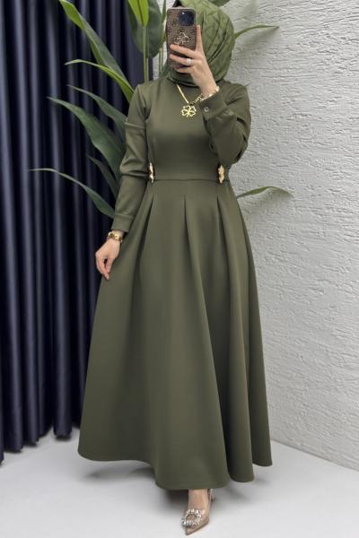 Piraye Elbise Tesettür Giyim  Haki