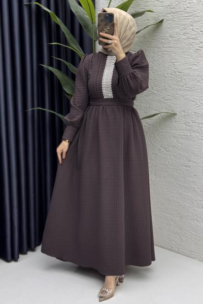 Prenses Elbise Tesettür Giyim Mürdüm