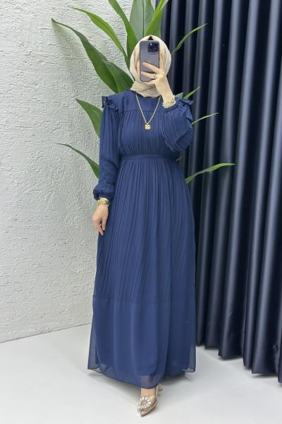 Rabia Tesettür Elbise İndigo