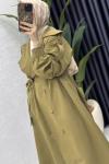 Rabia Trench Tesettür Giyim  Zeytuni