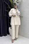 Rose İkili Takım Tesettür Giyim  Ekru
