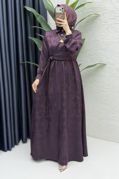 Şahika Elbise Tesettür Giyim  Mürdüm