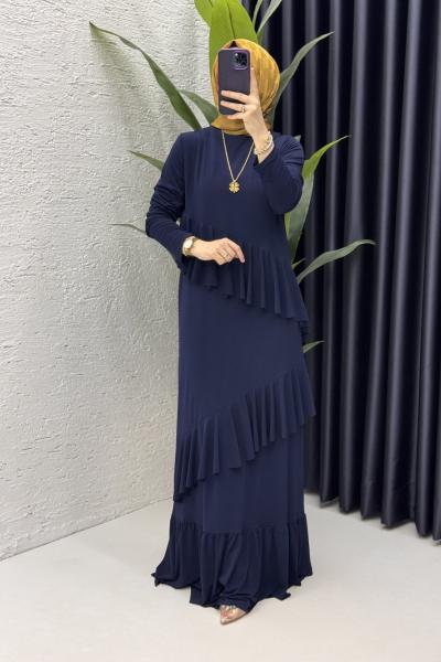 Sahra Elbise Tesettür Giyim Lacivert