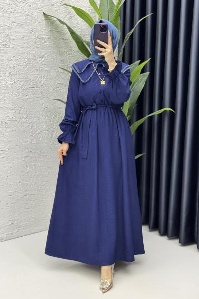 Sanem Elbise Tesettür Giyim Lacivert