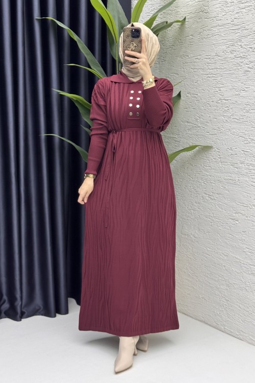Seher Elbise Tesettür Giyim  Bordo