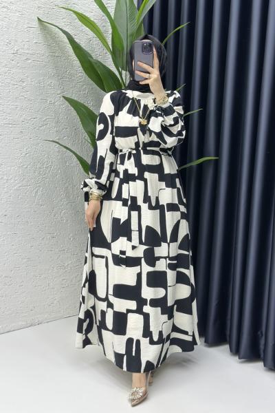 Selin Tesettür Elbise Siyah