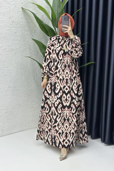 Selin Tesettür elbise Kiremit