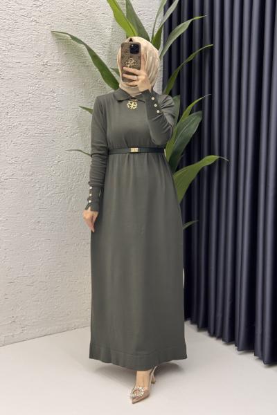 Sermin Elbise Tesettür Giyim  Haki