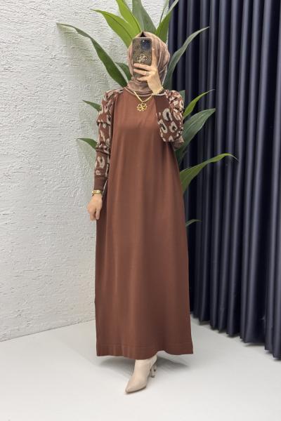 Serra Elbise Tesettür Giyim  Kahverengi