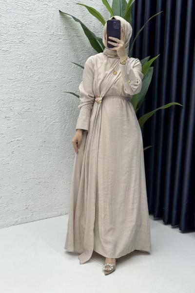 Sevde Elbise Tesettür Giyim Taş Rengi