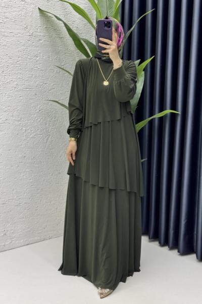 Şimal Elbise Tesettür Giyim Haki