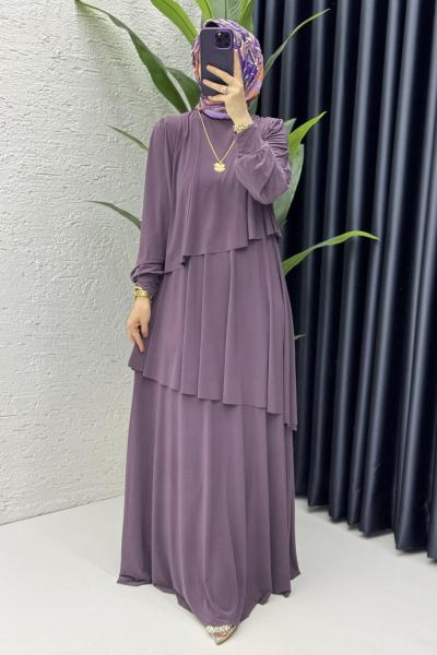 Şimal Elbise Tesettür Giyim Mürdüm