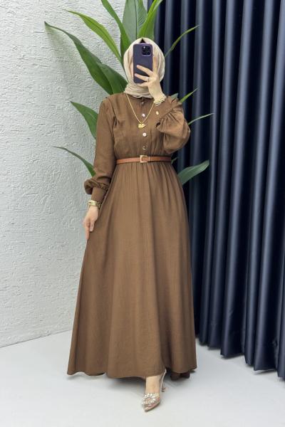 Vera Elbise Tesettür Giyim Kahverengi