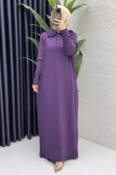 Yasmin Elbise Tesettür Giyim  Mor