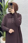 Yasmin Elbise Tesettür Giyim  Kahverengi