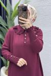 Yasmin Elbise Tesettür Giyim  Bordo