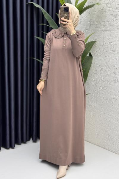 Yasmin Elbise Tesettür Giyim  Vizon