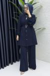 Zennup Pantalonlu Takım Tesettür Giyim  Lacivert