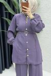 Zennup Pantalonlu Takım Tesettür Giyim  Lavanta