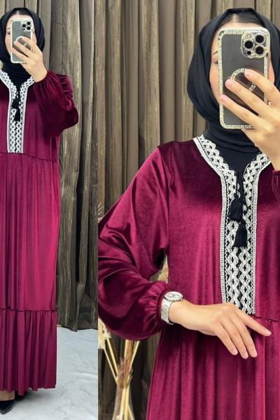 3264 Eftal Kadife Elbise