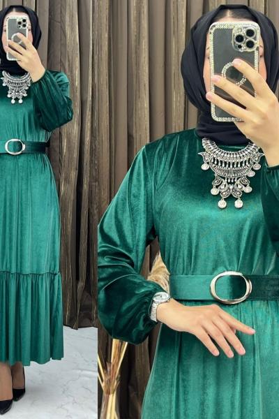 3267 Cansu Kadife Elbise