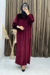3298 Çilek Kadife  Elbise Bordo
