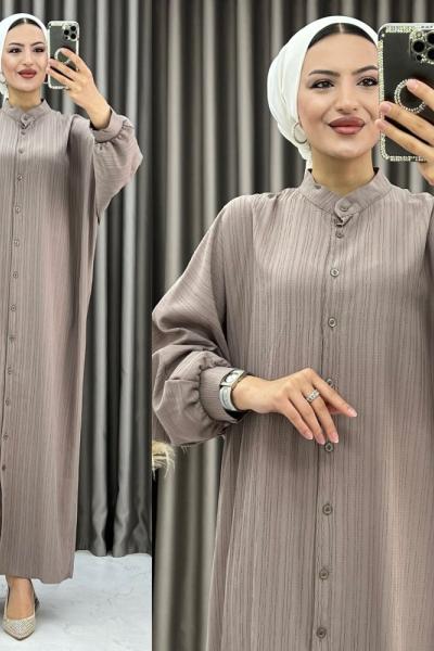 3322 Safa Tunik/Elbise Açık Vizon