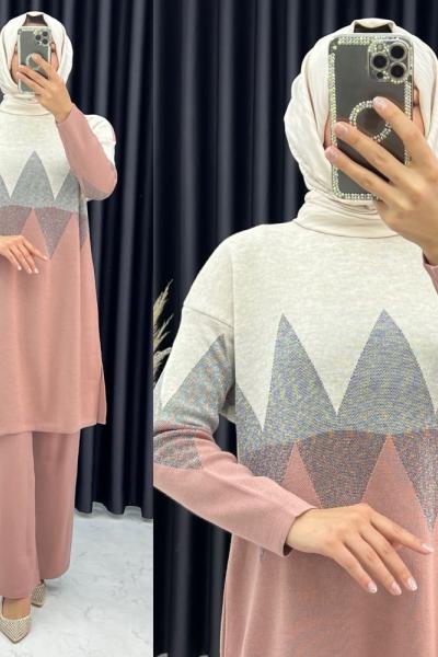 3323 İlkgül Pantolonlu Takım Pudra