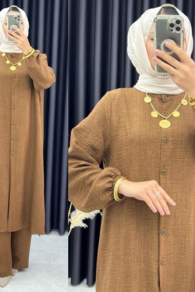 3329 Gülümser Takım Kahverengi