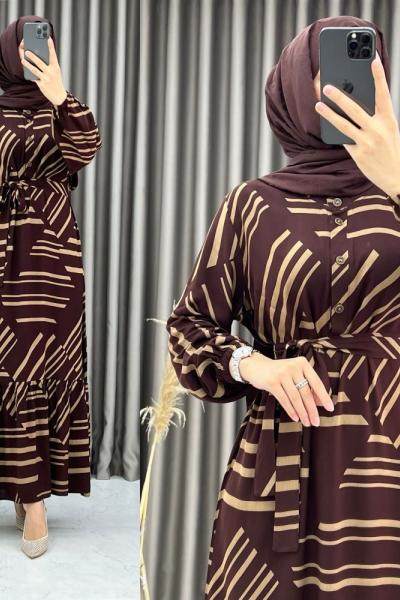 3413 Zebra elbise KAHVE