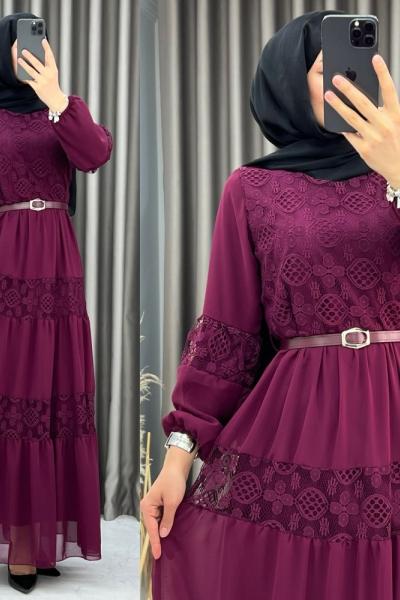 3464 Zümrüt Elbise Vişne