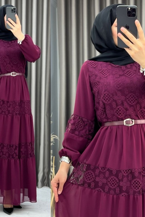 3464 Zümrüt Elbise Vişne