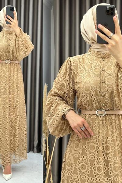 3485 Şahika Elbise vizon