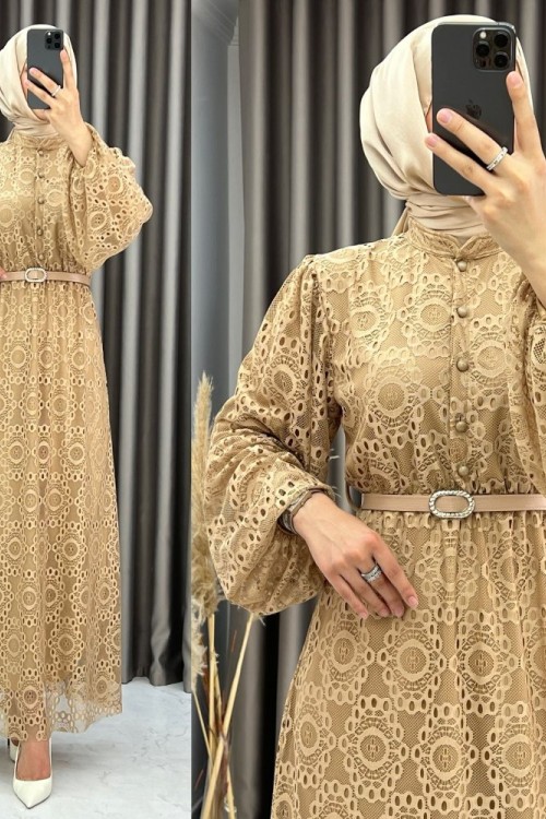 3485 Şahika Elbise vizon