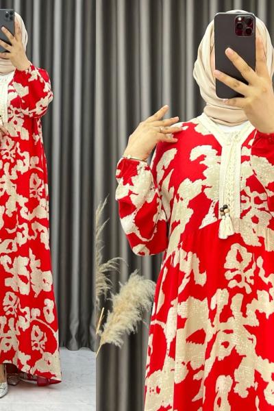 3530 Kuram Elbise Nar çiçeği