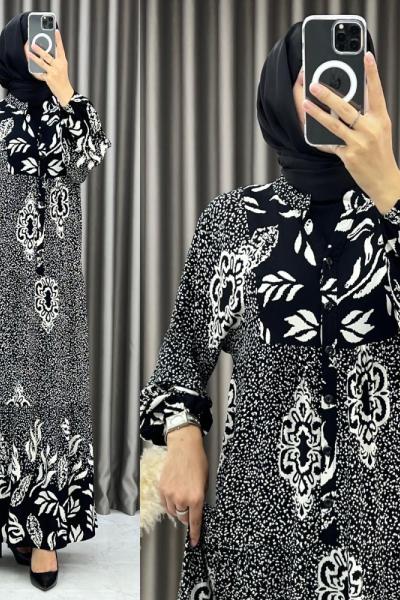 3550 Benek Elbise Siyah