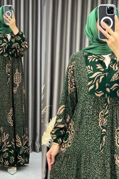 3550 Benek Elbise Zümrüt