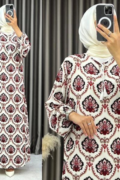 3552 Lale Elbise Bordo