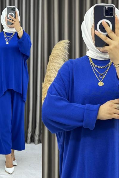 Akçan Triko Şalvar Takım Saks