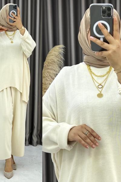 Akçan Triko Şalvar Takım Ekru