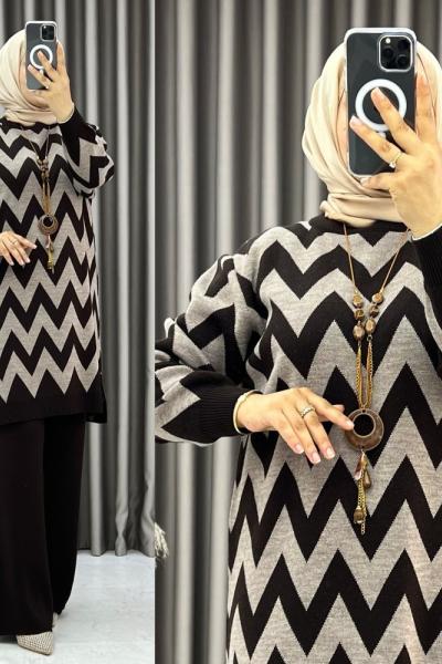 Sevcan Triko Takım Kahverengi