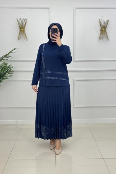 BİRGÜL ETEKLİ TAKIM-LACİVERT