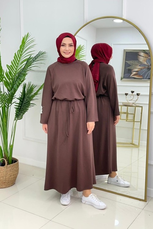 COMFY SWEAT ELBİSE - KAHVERENGİ