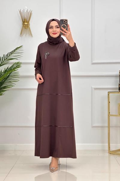DEREN ELBİSE-KAHVERENGİ