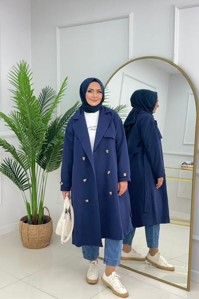 DERİN TRENÇKOT - LACİVERT