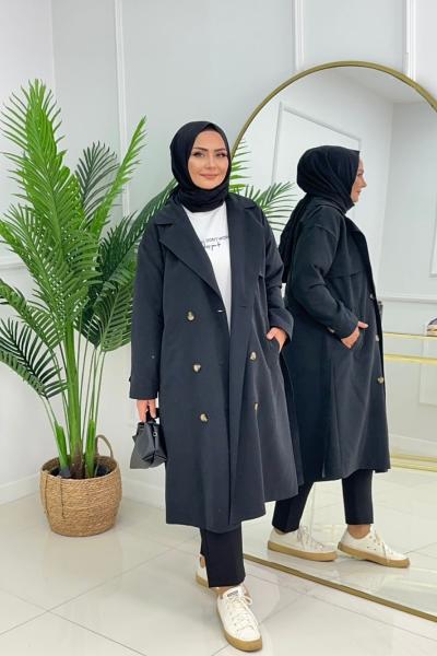 DERİN TRENÇKOT - SİYAH