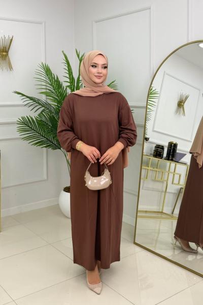 ELSA OYSHO ELBİSE - KAHVERENGİ