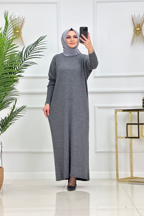 ESİLA TRİKO ELBİSE-GRİ